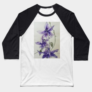 Aquilegia columbine blue watercolour painting Baseball T-Shirt